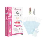 Bandas de Cera Fría Depilatoria Facial de Labio Superior (Bigote) para Pieles Sensibles, 20 Tiras de Cera con Polvo de Perla Aceite Esencial de Manzanilla