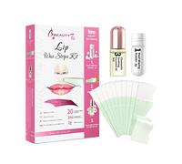 Bandas de Cera Fría Depilatoria para Depilación Facial de Labio Superior (Bigote), Fórmula de Cera para Pieles Sensibles, 20 Tiras de Cera con Polvo de Perla Aceite Esencial de Manzanilla (para Labio)