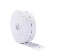 Bandas de costura elásticas de 5 metros, bandas de costura blancas y negras con reverso plano de 15/20/25mm con ojal, cinturón elástico de punto for coser Para Jeans Y Faldas(White,15mm 5meters)