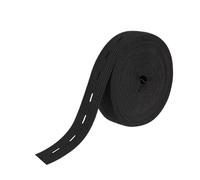 Bandas de costura elásticas de 5 metros, bandas de costura blancas y negras con reverso plano de 15/20/25mm con ojal, cinturón elástico de punto for coser Para Jeans Y Faldas(Black,25mm 5meters)