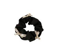Bandas de goma for el cabello con soporte for cola de caballo, coleteros con lazo de satén de seda, cuerda for el cabello, anillo for el cabello con intestino grueso, accesorios for el cabello(Black)