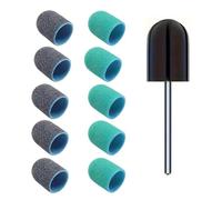 Bandas de lijado Caps, Paquete de 10 tapones de lijado y brocas pulidoras verdes y negras for taladro de uñas de grano 80/120/180(Black 180grit)
