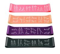 Bandas de Resistencia Amonax, Bandas Circulares para piernas y glúteos con guía de Ejercicios Impresa, Juego de 4 Bandas (Ros Naranj Púrpur Gris)