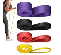 Bandas de resistencia - Correa de yoga de 82.9 x 0.3 pulgadas para construcción de fuerza, flexibilidad con entrenamiento de cuerpo completo, 4 bandas elásticas de entrenamiento para el hogar, oficina