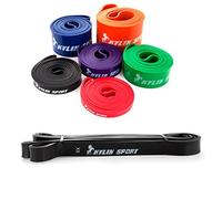 Bandas de resistencia de Kylin Sport para asistencia de flexiones, entrenamientos, yoga, pilates, estiramientos, Crossfit, gimnasia y levantamiento de pesas, RB01, Black - 25 to 65 Pounds (3/4" x 41")