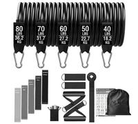 Bandas De Resistencia Juego de Bandas Resistencia for Ejercicios Fitness, 360 Libras, Tubos elásticos, Cuerda for Tirar, Banda Yoga, Equipo Entrenamiento for Gimnasio en casa, Peso(SET-300LB-17PCS)
