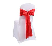 Bandas de Silla Fundas para Sillas,Bandas de Lazos Faja de Satén Colorida para Silla de Boda,Faja para Fiesta de Cumpleaños,Hotel y Espectáculo Decoración,Rojo,10Pcs