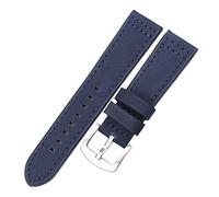Bandas de vigilancia de la piel de vaca 18 20 22 24 mm Women Men Lanzamiento rápido Compatible con Gear Sam S3 S3 Genuine Leather Vintage Watch Band Strap ( Color : Blue silver buckle , Size : 24mm )