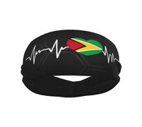 Bandas Deportivas con la Bandera de Guyana I Love Guyana Heartbeat para Hombre y Mujer, Banda de algodón Absorbente de Humedad, Ideal para Yoga y Ciclismo.