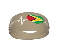 Bandas Deportivas con la Bandera de Guyana I Love Guyana Heartbeat para Hombre y Mujer, Banda de algodón Absorbente de Humedad, Ideal para Yoga y Ciclismo.