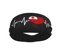 Bandas Deportivas con la Bandera de Tonga I Love Tonga Heartbeat para Hombre y Mujer, Banda para el Sudor de algodón Absorbente, Ideal para Yoga y Ciclismo.