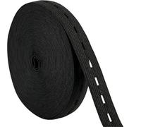 Bandas elásticas de costura 1/2/5 metros con ojales, carrete plano estirable, cordón elástico punto for bricolaje, 15/20/25 mm Para Ropa Y Manualidades Bricolaje(Black,1Meter,25mm)
