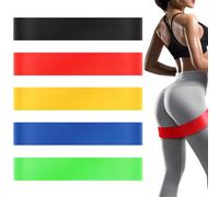 Bandas Elasticas Fitness, Set de 5 Gomas - 5 Niveles de Resistencia, Guía de Ejercicios - 5x banda musculacion, cintas para gluteos, goma elastica, elasticos, resistance bands