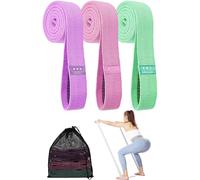 Bandas elasticas musculacion largas, Set de 3 Banda Elastica Fitness de Tela con Guía Entrenamiento y Bolsa Almacenamiento, Bandas de Resistencia para Yoga, Pilates, Entrenamiento de Fuerza, Fitness