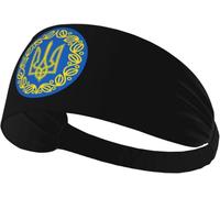 Bandas elásticas para el sudor con el escudo de armas de la República Popular de Ucrania para mujeres y hombres, diadema ancha antideslizante para yoga, banda para la cabeza para entrenamiento deporti