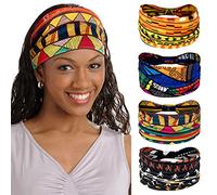 Bandas elásticas para la cabeza para mujeres adultas, diademas anchas africanas para mujer, accesorios para el cabello, paquete de 4