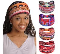 Bandas elásticas para la cabeza para mujeres adultas, diademas anchas africanas para mujer, accesorios para el cabello, paquete de 4