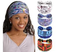 Bandas elásticas para la cabeza para mujeres adultas, diademas anchas africanas para mujer, accesorios para el cabello, paquete de 4