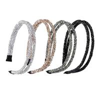 Bandas para el cabello, banda de cabeza, diadema de diablo dhinestone 4pcs diademas brillantes para mujeres Band de cabello Vintage Accesorios para el cabello de color sólido para mujeres