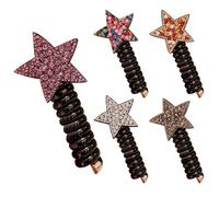 Bandas para el cabello para niñas 5pcs Teléfono alambre espiral cabello sin daños con diamante de pentagrama de pentagram titular de colina de cables para accesorios de peinado ...