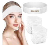 Bandas para el pelo no tejidas, diademas elásticas con práctico cierre para salón de mujeres, 100 diademas faciales elásticas desechables para spa, suaves para el cuidado de la piel