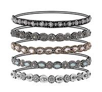 Bandas para la Cabeza Elásticas Bohemia Diadema Cristal Diamante de Imitación Bandas para el Pelo Accesorios para el Cabello de la Boda para Mujer 5 Pcs