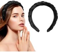 Bande de cheveux tressée, large conception plissée, bord rugueux, antidérapant couleur unie style rétro accesorios