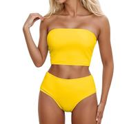 Bandeau Bikini para mujer, push-up, traje de baño de dos piezas, traje de baño informal, bikinis con control de abdomen, ropa de baño elegante, parte superior de cintura alta, bikini sexy