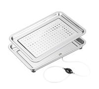 Bandeja Acero Inoxidable 304, Bandeja de Drenaje de Doble Capa, con Orificios de Drenaje Integrados, Adecuada Tanto para Drenar como para Almacenar Agua(32x22x6.5cm/13x9x2.5in)