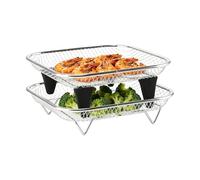 Bandeja Air Fryer - Rejilla apilable de acero inoxidable | Cesta para freidora de aire horno 4-6,5 L, 2 piezas - Para tostar cocinar deshidratar y preparar comidas accesorio cocina ganancia