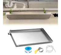 Bandeja Aire Acondicionado Bandejas de Drenaje de Condensado Alargadas y Cuadradas con Abrazaderas para Manguera, Bandeja de Goteo de Acero Inoxidable 304 para Deshumidificador(60x25cm(24x10in))