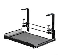 Bandeja ajustable para debajo del escritorio, sistema de gestión de cables, organizador de cables, sin taladro, soporte de malla de metal, blanco, 36,5 x 20 cm (negro L)