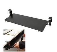 Bandeja ajustable para teclado debajo del escritorio con abrazadera, soporte extraíble para teclado con riel de deslizamiento suave, color blanco, 520 x 250 mm para una configuración ergonómica del
