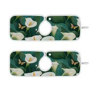 Bandeja alrededor del grifo para fregadero de cocina, absorbente, colgante, paquete de 2 alfombrillas para encimera de cocina, encimera de baño, 23 6 pulgadas, elegante lirio de cala turquesa