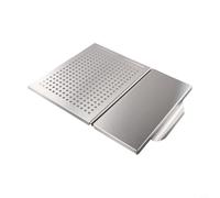 Bandeja antiadherente 2 en 1 de acero inoxidable con asas, cesta de parrilla de 45 x 30,7 cm y estante de refrigeración para barbacoa al aire libre, compatible