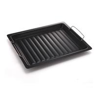 Bandeja antiadherente de hierro resistente de 25 x 30 cm, para asar pan, pan de carne, distribución uniforme del calor, barbacoa al aire libre, camping