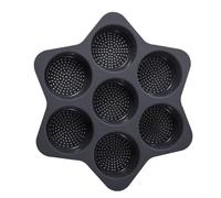 Bandeja antiadherente de silicona con 7 cavidades para hornear bollos caseros, magdalenas, pasteles con cavidades profundas, apto para lavavajillas y material suave (gris)
