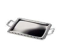 Bandeja APS SCHÖNER Essen - Bandeja de Acero Inoxidable con Borde Decorativo, Asas de fundición de Zinc Cromado, remachadas, 75 x 44,5 cm, Rectangular