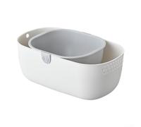Bandeja blanca de doble nivel para frutas y aperitivos con trabillas para colgar, cesta de drenaje de secado rápido para almacenamiento en encimera de cocina, 21,5 cm (gris)