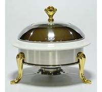 Bandeja calefactora - Calentador de Buffet de Acero Inoxidable con Placa de Vidrio para Catering y Fondue, 28 cm