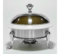 Bandeja calefactora - Calentador de Buffet de Acero Inoxidable con Placa de Vidrio para Catering y Fondue, 28 cm