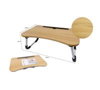 Bandeja Cama Plegable Forma Curva Color Beige 50x30x22 cm - Mesita Portátil para Desayuno, Ordenador o Lectura - Patas Antideslizantes Plegables