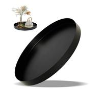 Bandeja Camarero, 30 cm Bandeja Redonda para Servir, Negro Bandejas para Servir Comida, Bandeja Decorativa Redonda, Bandejas para Velas de Postre de Cocina