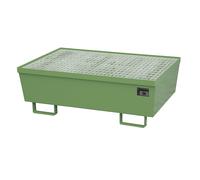 Bandeja colectora de acero con borde perfilado eurokraft pro, para 2 bidones de 200 l