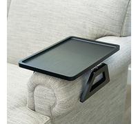 Bandeja con clip para mesa de sofá, madera de acacia para cenas de televisión, mandos a distancia, bebidas y aperitivos, 13.75 x 9.5 pulgadas