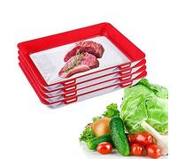 Bandeja creativa de conservación de alimentos, recipientes de almacenamiento de alimentos con sellado al vacío de frescura duradera apilables y reutilizables (Red, 4PCS)