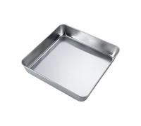 Bandeja cuadrada de acero inoxidable para hornear de 25 x 25 x 5 cm, bandeja cuadrada de metal para horno, bandeja de cocción profunda, apta para lavavajillas, moldes para servir tartas de fiesta para