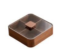 Bandeja cuadrada de madera for servir, bandeja separadora de dulces, organizador de caja de almacenamiento con 4 compartimentos, decoración de caja de frutas secas for cocina, sala de estar