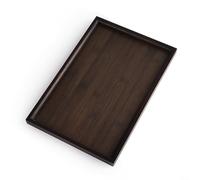 Bandeja cuadrada de madera para servir, para cocina, comedor, fiesta, barra de té, diseño de borde curvado que evita derrames, resistente al aceite y al polvo, fácil de limpiar, marrón (placa plana 33