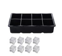 Bandeja cuadrada de silicona reutilizable de calidad alimentaria, molde for hacer hielo de whisky, 4/6/8 rejilla,For Home Kitchen Use(8 Grids-No lid)